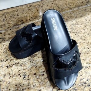 Killstar Black Bat Slide Sandals